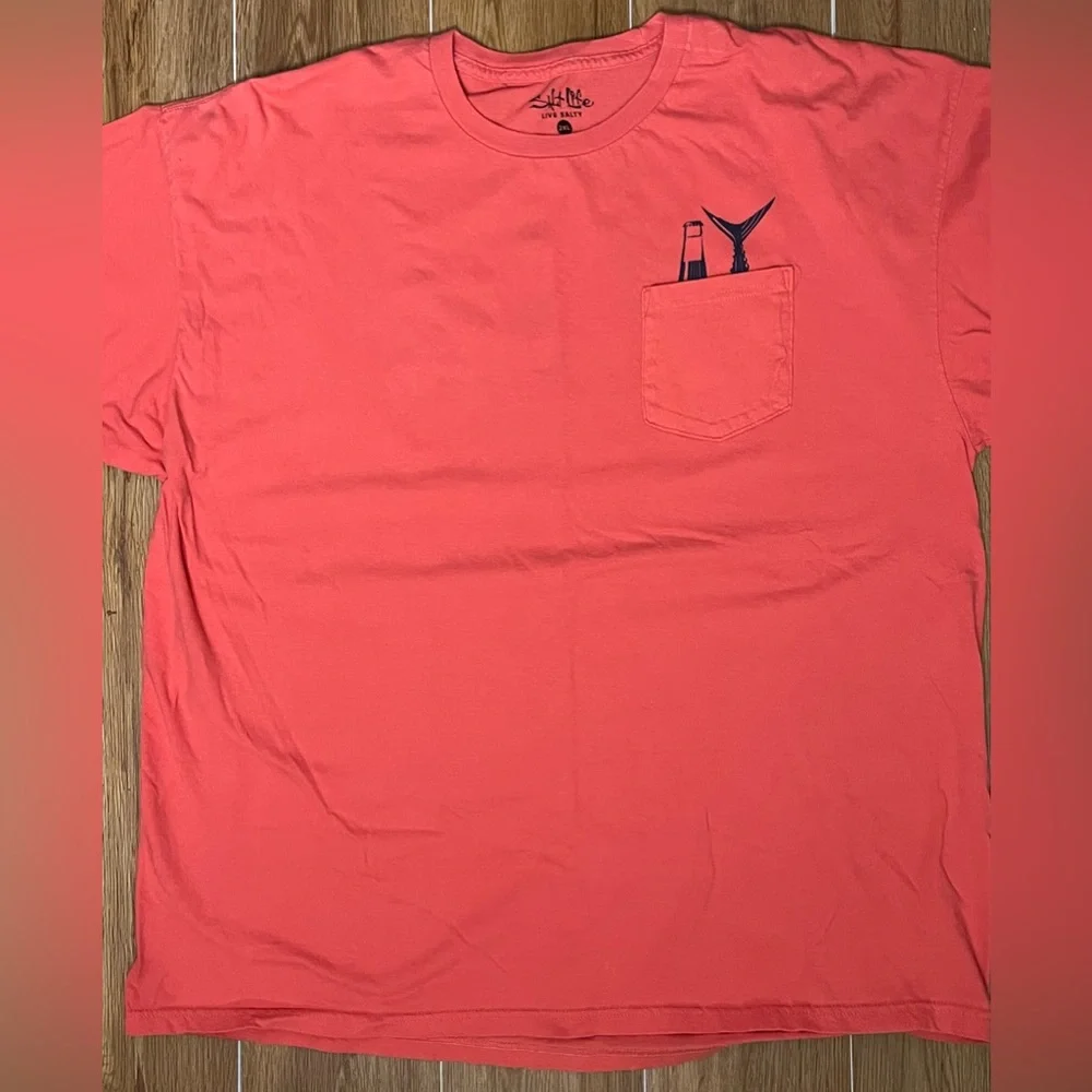 Salt Life NWOT 2XL Mens Shirt Pink Salmon Blue - Picture 1 of 6
